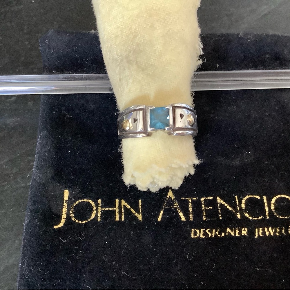 John Atencio Blue Topaz and Silver Ring
